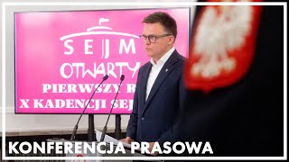 Konferencja prasowa marszałka Sejmu Szymona Hołowni [upl. by Nehtanhoj]