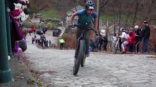 Bicyclists race up and fall on Canton Avenue at Pittsburghs Dirty Dozen [upl. by Odama422]