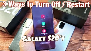 Galaxy S20  S20  How to Turn Off  Power Down  Restart  Shut Off 3 Ways [upl. by Tremann]