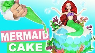 How To Make Homemade Princess Ariel Little Mermaid Ocean Cake For Kids  Decorating With Frosting [upl. by Iris]