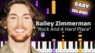 Bailey Zimmerman Rock And A Hard Place Piano Tutorial Easy SLOW 50 Speed [upl. by Gere117]