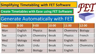 Creating Timetables Automatically with FET Software Tutorial [upl. by Nirek426]