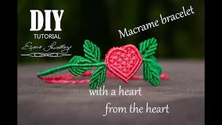 Makramowa bransoletka tutorial Makramowe serce  Macrame heart bracelet tutorial DIY [upl. by Weaver]