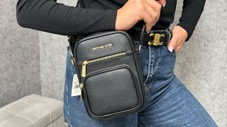 Распаковка сумки MICHAEL KORS Jet Set Medium Leather Crossbody Bag black [upl. by Yesrod]