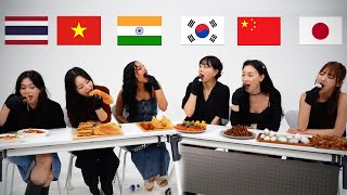 Asian Try 6 Street Food from Each Countries KoreaIndiaChinaJapanVietnamThailnad ASMR MUKBANG [upl. by Etteniotnna]