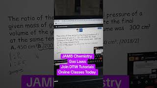 JAMB Chemistry Gas Laws Join DTW Tutorials Online Classes Today jamb2025 jamb dtwtutorials waec [upl. by Ecidnak447]