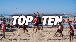 TOP 10 BEST BEACH VOLLEYBALL PLAYS 2024  Mens Professional 4 vs 4 [upl. by Enilarak]