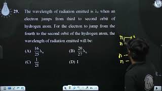 The wavelength of radiation emitted is 0 when an electron jumps from third to second orb [upl. by Roxi]