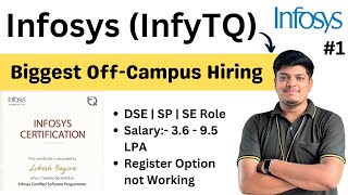 InfyTQ Infosys Biggest Hiring  Salary 95 LPA  Register Option Not Working  Latest Hiring [upl. by Georgiana]