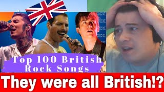 American Reacts Top 100 British Rock Songs Best British Rock Songs [upl. by Ettedo]