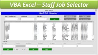 VBA Userform  Staff Job Allocator [upl. by Celene373]