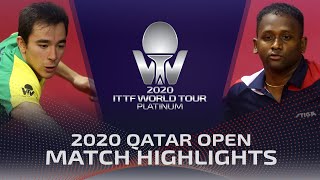 Hugo Calderano vs Amalraj Anthony  2020 ITTF Qatar Open Highlights R32 [upl. by Elleinod]