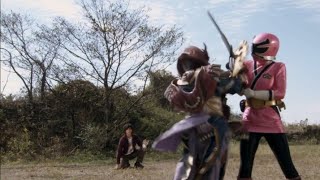 Shiraishi Mako vs Dayu SS Shinkenger Episode 39 Shinken Pink vs Dayu [upl. by Fidelas]