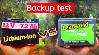 12 volt lithium 72Ah battery 🔋 Backup test  LeadAcid VS LithiumIon [upl. by Adilem460]