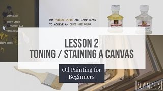 How to ToneStain a Canvas Imprimatura Layer  Lessson 2  Oil Painting for Beginners [upl. by Atteugram]