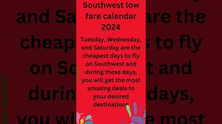 southwest low fare calendar 2024 📅 Calendar 365 📅 [upl. by Maccarthy829]