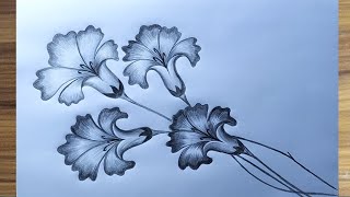 How to Draw flower easy  How to flower Draw pencil art  How to Draw a blooming flower [upl. by Odlaniger]