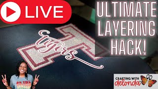 LIVE HOW TO LAYER GLITTER HTV  LAYERING GLITTER HEAT TRANSFER VINYL WITH A CRICUT [upl. by Stan]