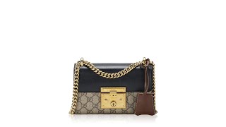 Gucci GG Supreme Padlock Small Shoulder Bag Beige Black Cuir [upl. by Cordy651]