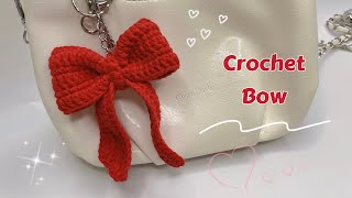 How To Crochet a Bow 🎀 Crochet Bow Keychain  Móc Móc Khoá Chiếc Nơ [upl. by Turne]