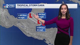 Tropical Storm Sara nearing landfall in Belize [upl. by Navonoj]