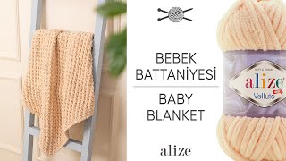 Alize Velluto ile Bebek Battaniyesi • Baby Blanket • Детское Одеяло [upl. by Nitsyrc]