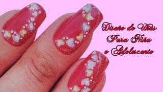 Diseño de Uñas Para Niña o Adolescentes  Fotos de Uñas Decoradas paso a paso  31 [upl. by Nidroj945]