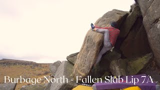 Burbage North  Fallen Slab Lip 7A [upl. by Yelhak]