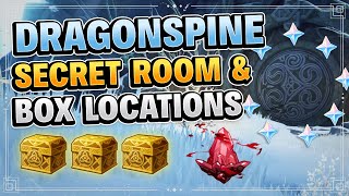 Dragonspine Secret Room amp Box Locations HIDDEN CRIMSON AGATE Genshin Impact Princess Priest Scribe [upl. by Wedurn]