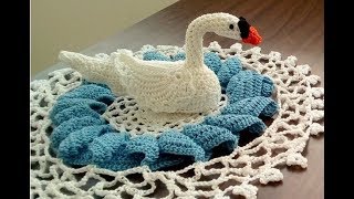 swan napperon crochet steps part1 كروشيه خطوات مفرش البجع الجزء الاول [upl. by Daphie]