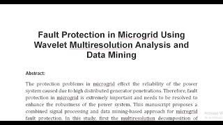 Fault Protection in Microgrid Using Wavelet Multiresolution Analysis and Data Mining [upl. by Atika]