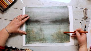 Monotype printing with a gel press abstract landscape with a gelli plate [upl. by Arreyt717]