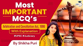 Most Important MCQ’s of Arbitration and Conciliation Act 1996  Judiciary [upl. by Akilaz]