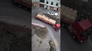 Heavy duty trucks turning on narrow roads shorts car [upl. by Latif404]