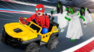 What If Many SPIDERMAN in 1 HOUSE  Why Ghost Girl Car CHASE KID SPIDER MAN  LIVE ACTION [upl. by Yelekreb]