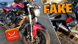 JAI HYPER MODIFIER MA MT07 AVEC DES PIECES ALIEXPRESS UNIQUEMENT 🤬🤬 JE RECOIS UN FAUX AKRAPOVIC 😱😭 [upl. by Bronnie]