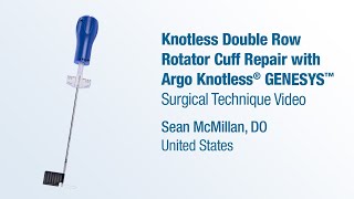 Dr Sean McMillan  Knotless Double Row Rotator Cuff Repair with Argo Knotless® GENESYS™  CONMED [upl. by Mello413]