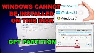 Windows cannot be installed on this disk The selected disk is of the GPT [upl. by Gluck]