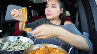 Real Mukbang Korean Spicy Rice Cake Creamy Cheesy Tteokbokki Crispy Crunchy Sides ASMR [upl. by Knute603]