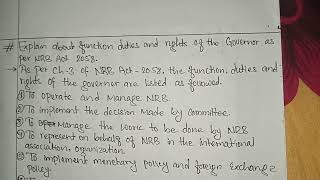 Function Duties And Rights Of The Governor As Per NRB Act2058💯 [upl. by Asseralc]