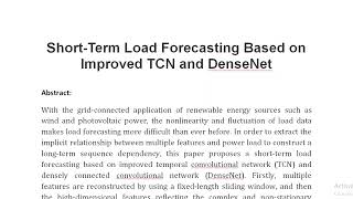 Short Term Load Forecasting Based on Improved TCN and DenseNet [upl. by Cuttler]