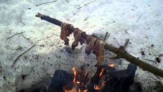 Adirondack snowshoeing coffee and bacon [upl. by Farmelo]