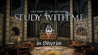 Study with Me in Skyrim  College of Winterhold Library  255 Pomodoro Timer 2hr 4K [upl. by Welton]