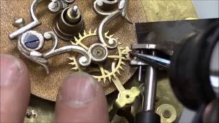 Repairing the Brocot Escapement part 3 quotSetting New Pallet Jewelsquot [upl. by Hosfmann]