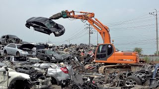 Amazing Korean Junkyard Massive Scrap Car Process [upl. by Kliber]