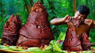 Wilderness Cooking Skill  Fried Braised Pork Leg Recipe  Braised Pork Leg Peanuts Eating So Yummy [upl. by Itirp374]