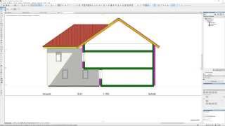 Archicad 19 mini Tut Schatten im Schnitt und Ansichten Mixen [upl. by Asin]