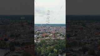 Vertical video Haarlem Netherlands Panoramic view of Haarlem city center Cloudy weather durin [upl. by Loleta]