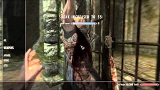 Skyrim  how to get Level 100 Sneak trick in Helgen full tutorial [upl. by Trescha]