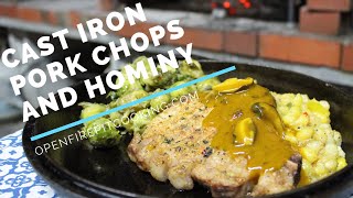 Pork Chops and Hominy in a Cast Iron Skillet [upl. by Goda]